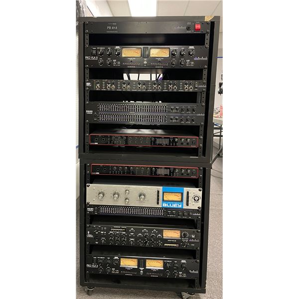 9pc audio rolling rack - includes ART Power Base 4x4 power distribution ...