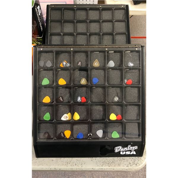 Group of 2 Dunlop guitar picks display plastic show cases (approx. 17in wide x 8in tall x 17in depth