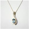 Image 1 : $2500 10K Blue Topaz(0.5ct) Diamond(0.2ct) Necklace
