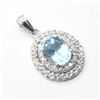 Image 2 : Silver Blue Topaz Cz(4.1ct) Pendant