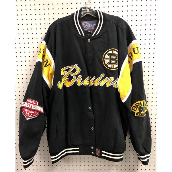 NHL Boston Bruins Official Licensed Denim Bomber Button Jacket by JH Design Group - size 2XL