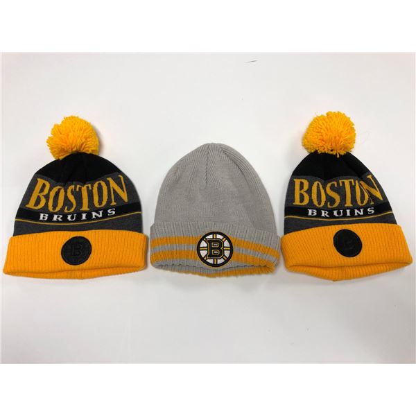 Group of 3 assorted Boston Bruins beanie caps