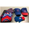 Image 1 : Group of assorted Chicago Cubs merchandise - includes beanie cap/ scarf/ pair of gloves/ '47 brand c