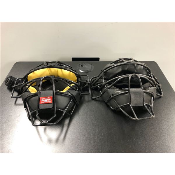 Group of 2 assorted solid wire umpires' facemasks - includes Rawlings & TP M6