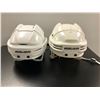 Image 1 : Group of 2 white Bauer adjustable hockey helmets - includes Reakt 75 M & BHH4500 (size not visible, 