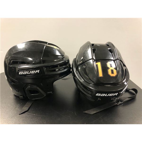 Group of 2 black Bauer adjustable hockey helmets - includes IMS 5.0 M