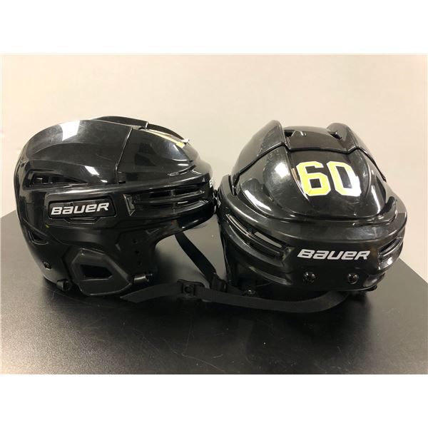 Group of 2 black Bauer adjustable hockey helmets - includes IMS 5.0 L