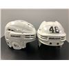 Image 1 : Group of 2 white Bauer adjustable hockey helmets - includes IMS 5.0 L & BHH4500 (size not visible, p