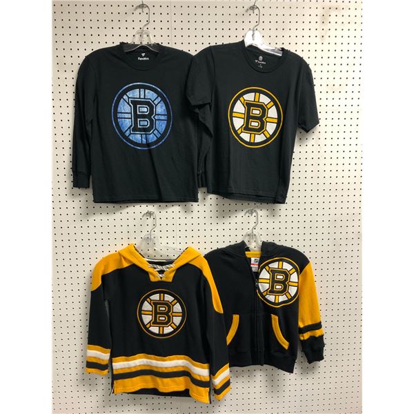 Group of 4 assorted Boston Bruins kids' t-shirts & hoodies - sizes Youth/ M for kids