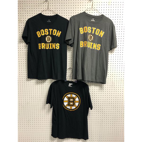 Group of 3 assorted NHL Fanatics Boston Bruins Large t-shirts