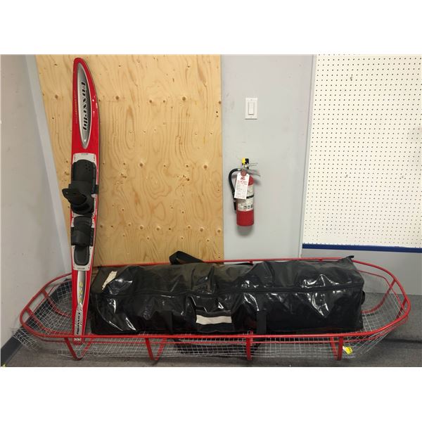 Group of misc. - includes large sled/ 1 ski & 1 large bag full of assorted bags