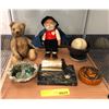 Image 1 : Lot of Antique Stuffed Toys, Baseballs, Desk Calendar, Bowls, Etc...