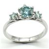 Image 1 : $200 Silver Blue Moissanite (Round 6 & 3 Mm)(2.4ct) Ring