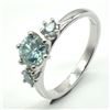 Image 2 : $200 Silver Blue Moissanite (Round 6 & 3 Mm)(2.4ct) Ring