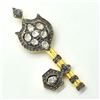 Image 2 : $1570 RoseGold Plated Sil Certified Rose Cut Diamond(15.95ct) Key Pendant