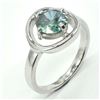 Image 2 : $1255 Silver Greenish Blue Moissanite (Round 7.5 Mm)(3.1ct) Ring