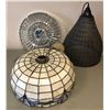 Image 1 : Group of 3 assorted decorative ceiling light fixtures - includes Tiffany style stained glass shade f