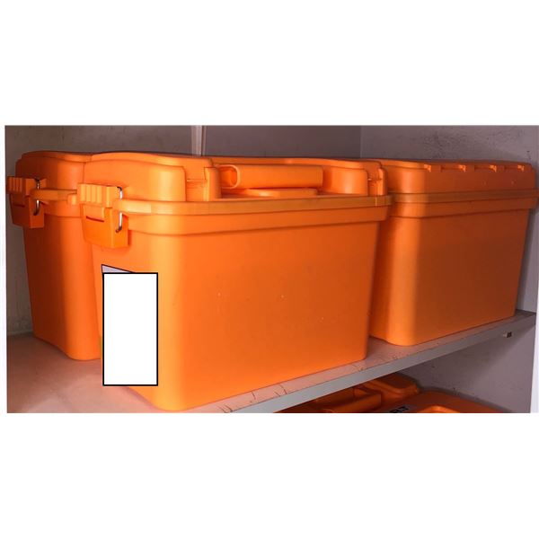 Set of 4 heavy-duty orange plastic containers