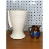Image 1 : Small Victorian Hand Painted Lusterware pitcher & a Ceramic Vase