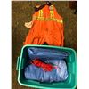 Image 1 : Tote of traps w/overalls & rope