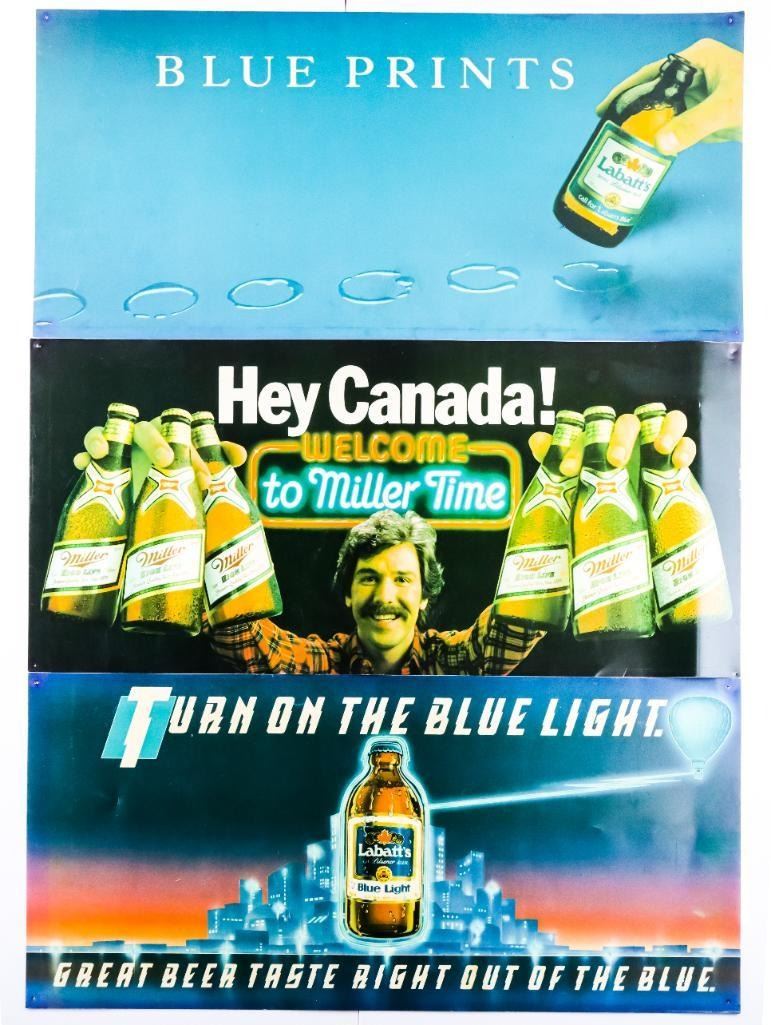 Group of 3 Beer Ad Signs Vintage