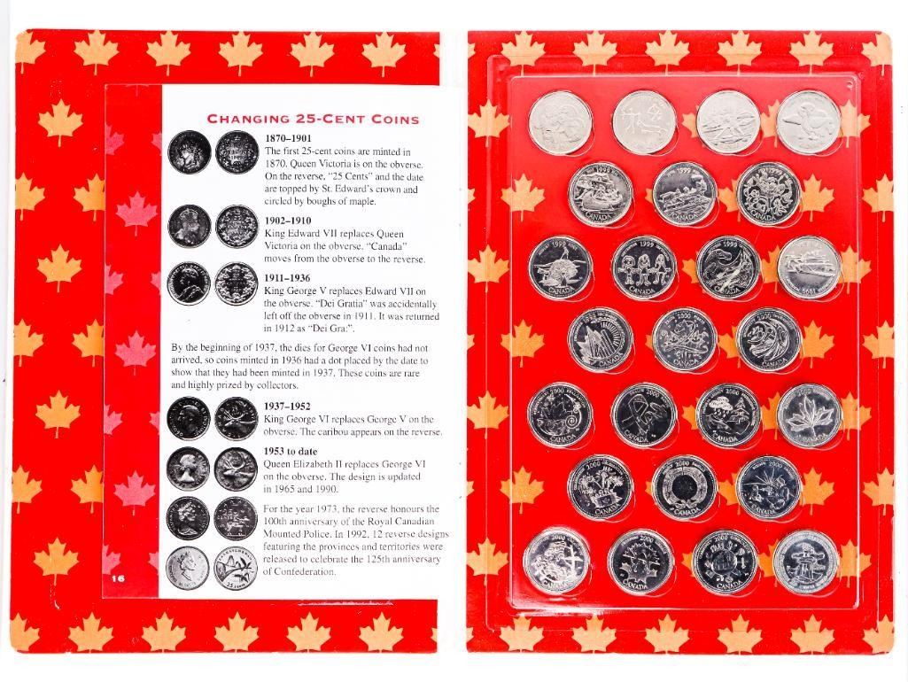 Canadian Coin Collecting Kit Millenium 25 cent Coins