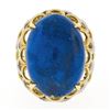 Image 3 : Vintage 18K TT Gold Cabochon Lapis Lazuli Textured Crescent Large Cocktail Ring