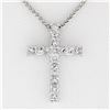 Image 2 : New 18K White Gold 0.47 ctw Princess Prong Diamond Slide Cross Pendant w/ Chain