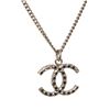 Image 3 : Chanel Silver CC Logo Rhinestone Necklace