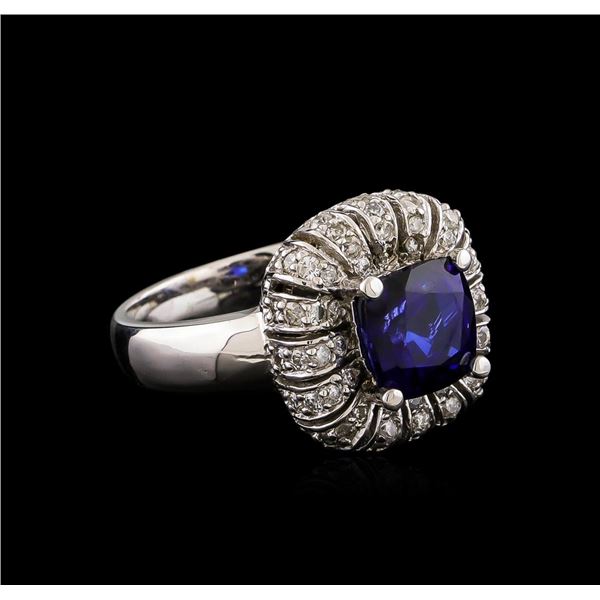 14KT White Gold 2.25 ctw Tanzanite and Diamond Ring