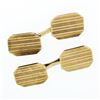 Image 1 : Art Deco 14k Yellow Gold Grooved Dual Rectangular Panel Cuff Links