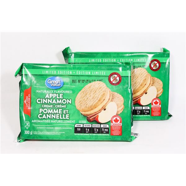 TWO 300G PACKS OF GV APPLE CINNAMON CREAM COOKIES