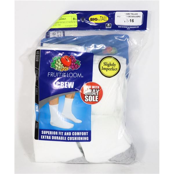 CREW WHITE SOCKS,12-16,PACK OF 6,FRUIT OF THE