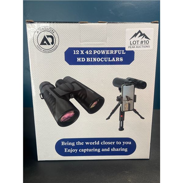 Lot of 1 Pair of 12x42 Powerful HD Binoculars w/ Tripod Stand