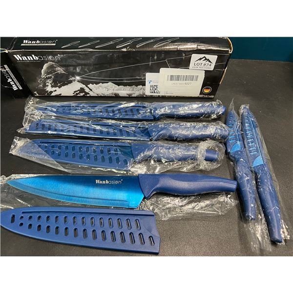 Lot of 1 6PC Kitchen Knife Set - Metallic Blue