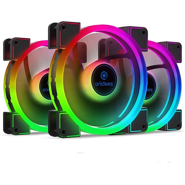 Lot of 1 AI-Aureola 3-Pack RGB LED Fans for PC w/ Remote Control
