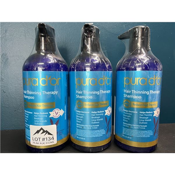 Lot of 3 Purador Anti-Hair Thinning Shampoos - 16 fl oz. each