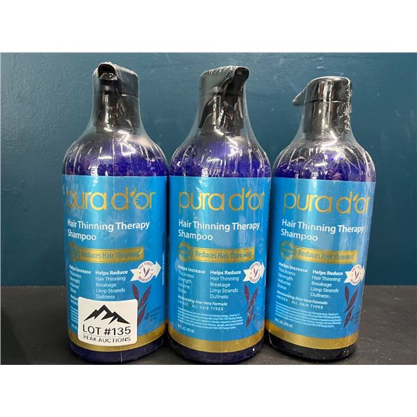 Lot of 3 Purador Anti-Hair Thinning Shampoos - 16 fl oz. each