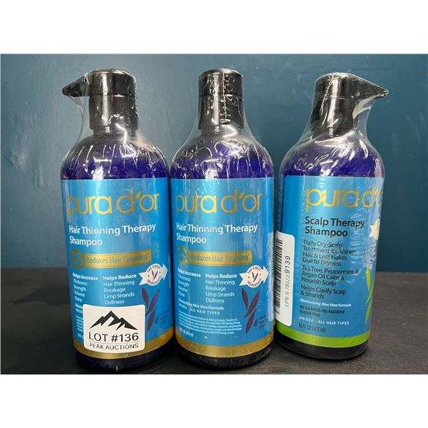 Lot of 3 Purador Anti-Hair Thinning Shampoos - 16 fl oz. each