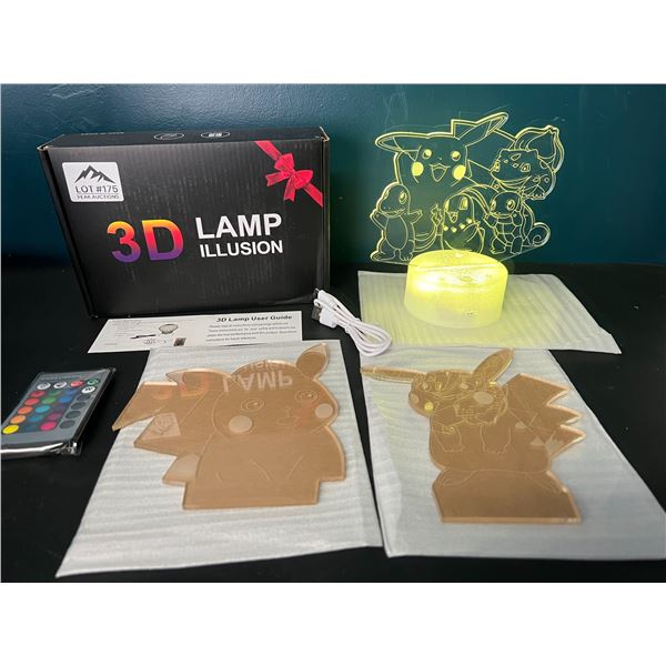 Lot of 1 Pokemon 3D LED Color-Changing Lamp w/ Remote Control - 3 Pokemon Designs Included!