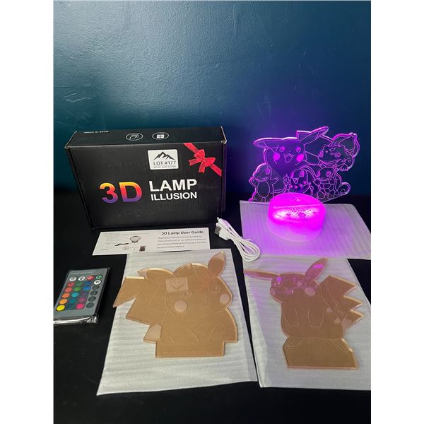 Lot of 1 Pokemon 3D LED Color-Changing Lamp w/ Remote Control - 3 Pokemon Designs Included!