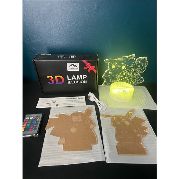 Lot of 1 Pokemon 3D LED Color-Changing Lamp w/ Remote Control - 3 Pokemon Designs Included!