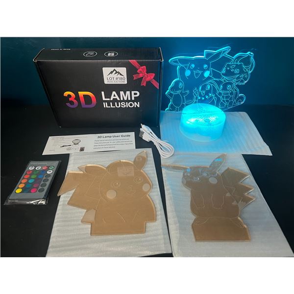 Lot of 1 Pokemon 3D LED Color-Changing Lamp w/ Remote Control - 3 Pokemon Designs Included!