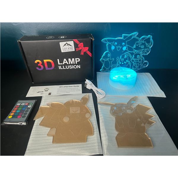 Lot of 1 Pokemon 3D LED Color-Changing Lamp w/ Remote Control - 3 Pokemon Designs Included!