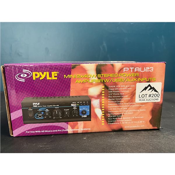 Lot of 1 PYLE Mini 2x40W Stereo Power Amplifier w/ USB/ Aux Inputs
