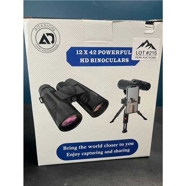 Lot of 1 Pair of 12x42 Powerful HD Binoculars w/ Tripod Stand