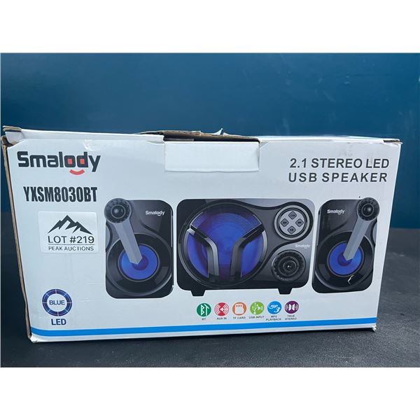 Lot of 1 Smalody 2.1 Stereo LED USB Speaker System for PC