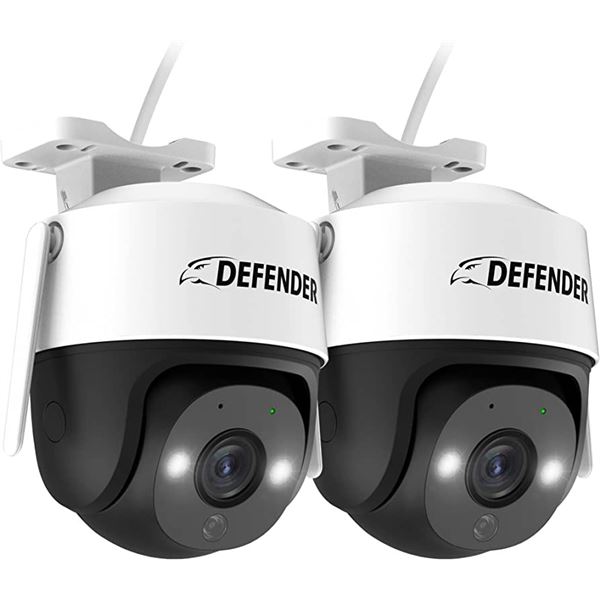 Lot of Defender Guard Pro 2K HD WiFi Security Cameras w/ Motion Tracking (2 Pack/Cameras)