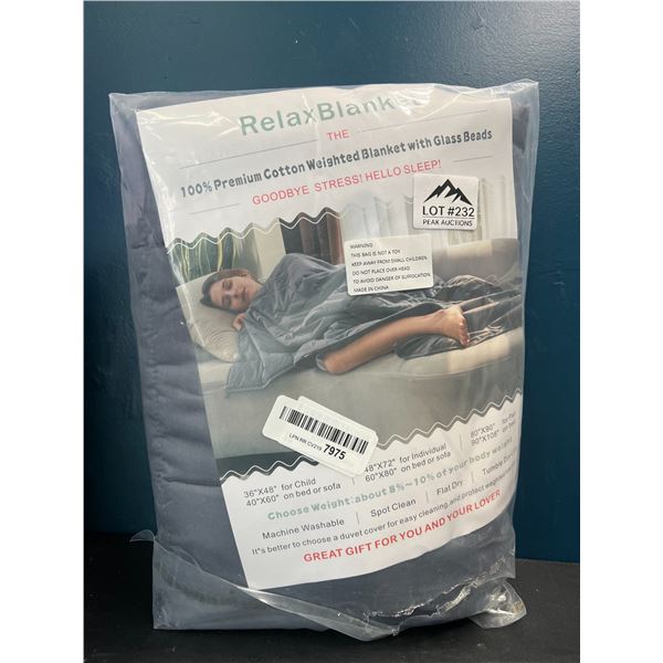 Lot of 1 Premium Cotton Weighted Blanket w/ Glass Beads