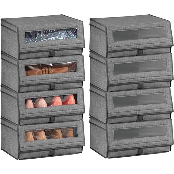 Lot of Stackable Fabric Closet/Storage/Shoe Bins - Large Size - 8Pack